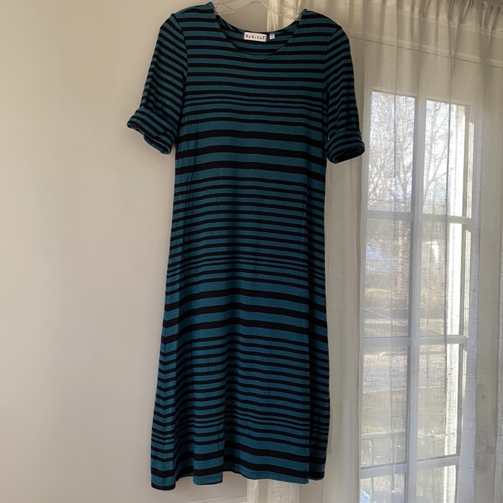 Habitat Dress Green Black Stripe Size XS
